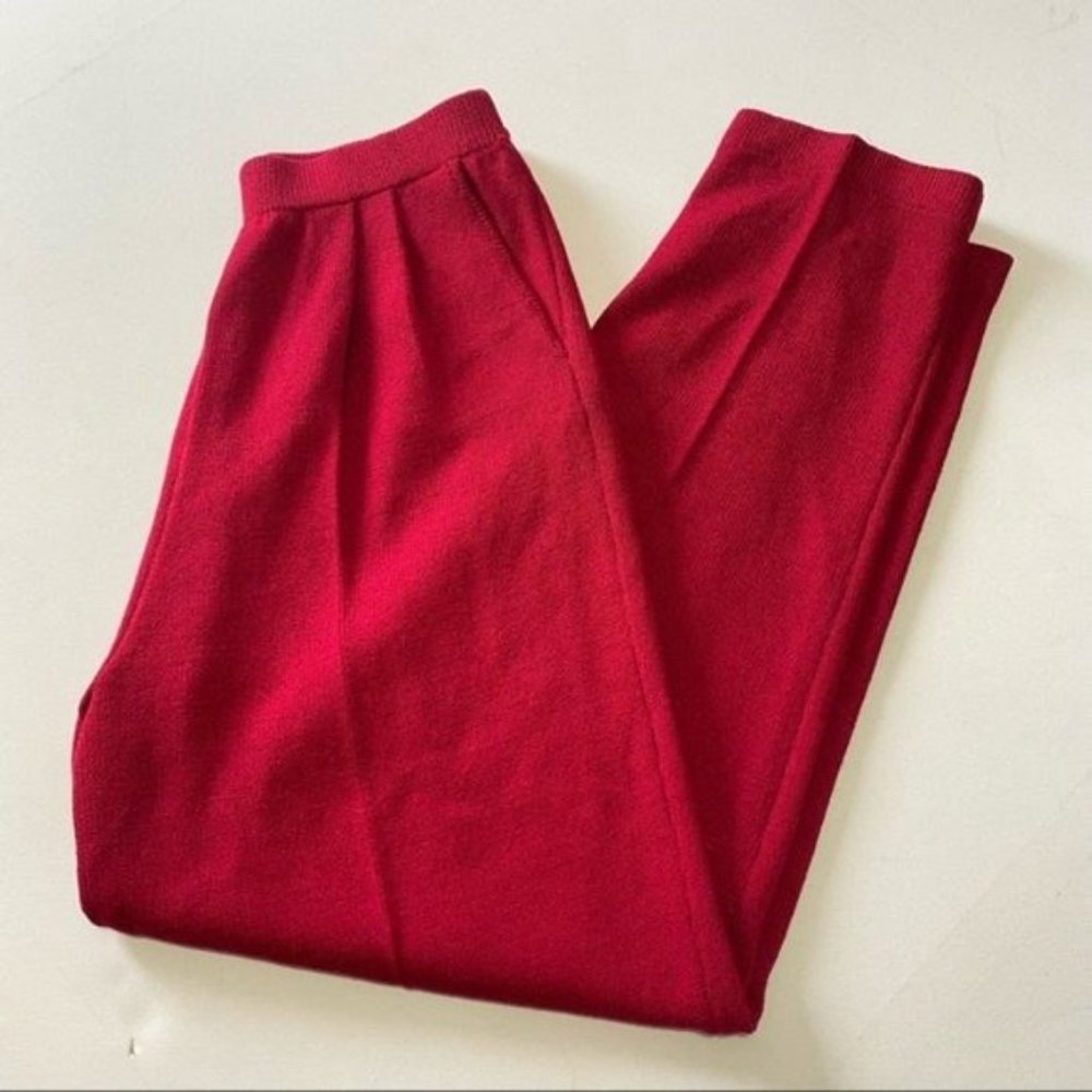 Vintage St. John Collection Santana Knit Red Pleated Pants Women’s Size 6 - Picture 2 of 9